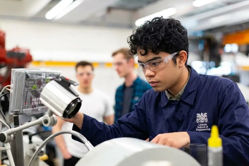 Electrical engineer working on equipment
